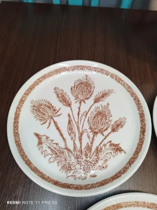 6 Platos Llanos Cerámica Vintage