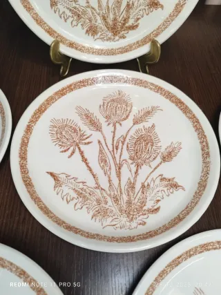 6 Platos Llanos Cerámica Vintage