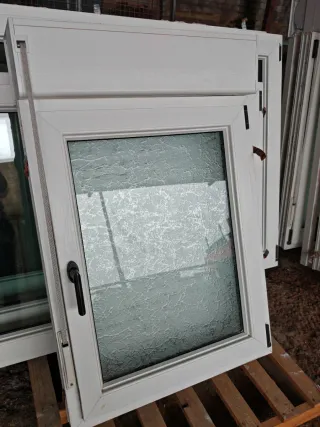 Lote ventanas PVC efecto madera blanca