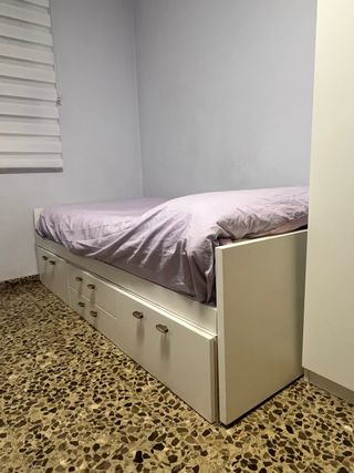 Cama individual blanca 190x90