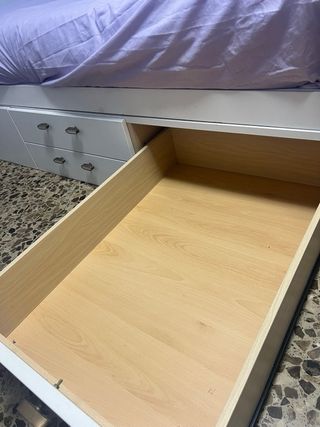 Cama individual blanca 190x90