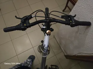 Bicicleta de montaña plateada