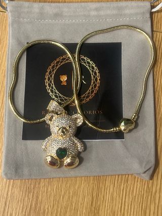 Collar Laminado Oro 14k Oso con Corazón