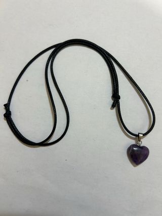 Colgante Corazón Amatista con su collar de tela