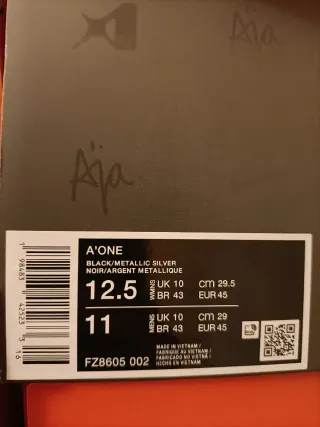 T45 Nike A ONE Zapatillas Negras Plata