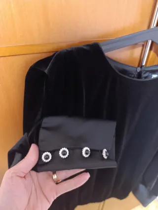 Blusa Zara Terciopelo Negra S