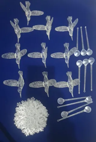 10 adornos de colibrí acrílicos transparentes