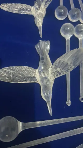 10 adornos de colibrí acrílicos transparentes