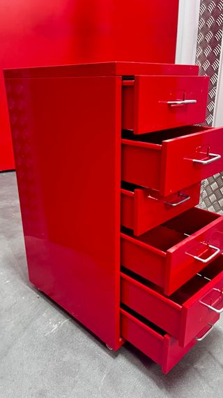 Cajonera metálica roja 6 cajones