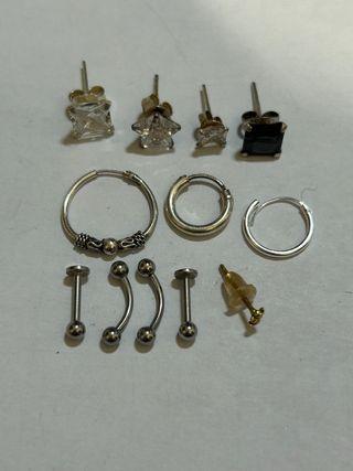 Lote de Piercings, Aros y Pendientes Plata