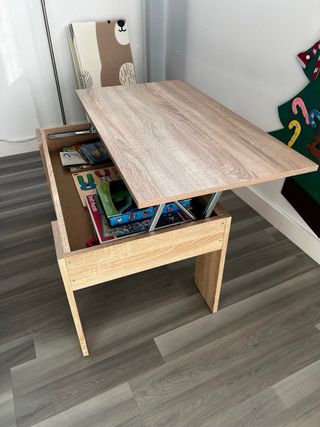 Mesa de centro elevable de madera