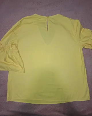 Camisa Vestir Amarilla Manga Campana Talla S