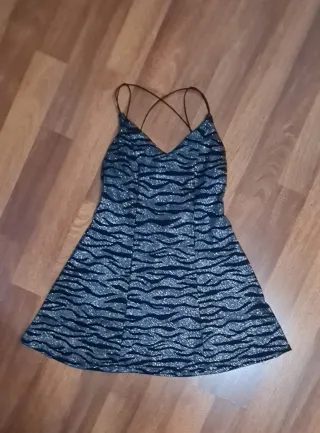 Vestido H&M Negro y Plateado