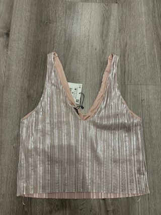 Top tirantes brillante talla M Zara con etiqueta