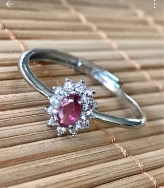 Anello Argento Regolabile Tormalina Rosa