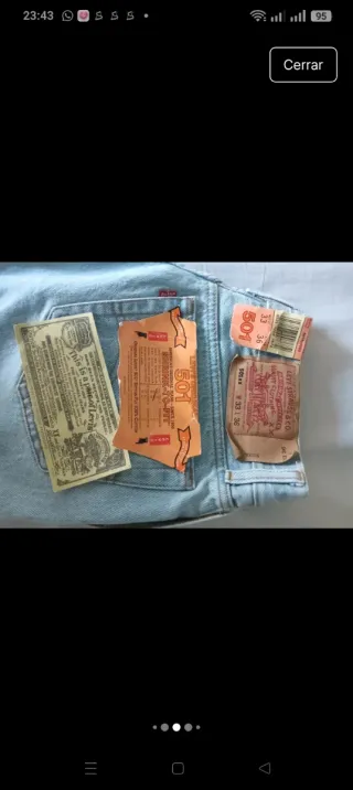 Levi's 501 XX Original USA Talla M, error talla