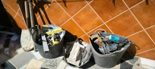 Lote de herramientas de construcción