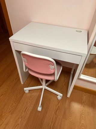 Silla de escritorio infantil rosa y blanca