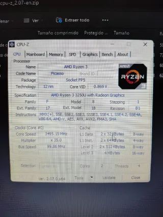 Portátil Acer Aspire 3 Ryzen 3250u 14"