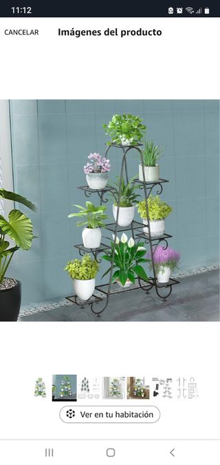 Estantería para plantas de metal negra