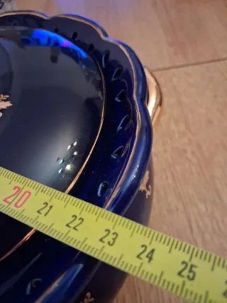 Biscottiera blu e oro in porcellana