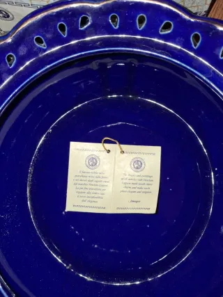 Biscottiera blu e oro in porcellana