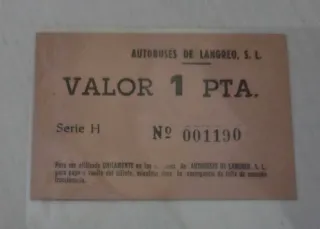 Billete 1 peseta Autobuses Langreo