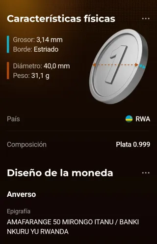 Moneda Plata 1oz Mayflower 2020 Ruanda