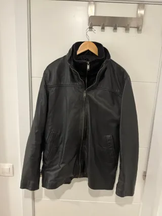 Chaqueta de cuero Lee Cooper negra