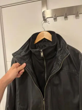 Chaqueta de cuero Lee Cooper negra