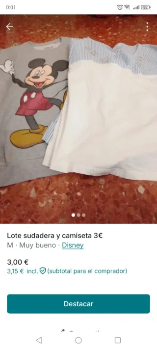 Lote 2 camisetas Mickey y Sfera Talla M