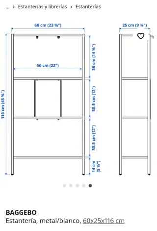 Estantería metálica blanca 4 baldas
