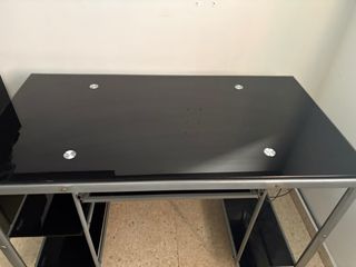 Mesa escritorio cristal negro y metal