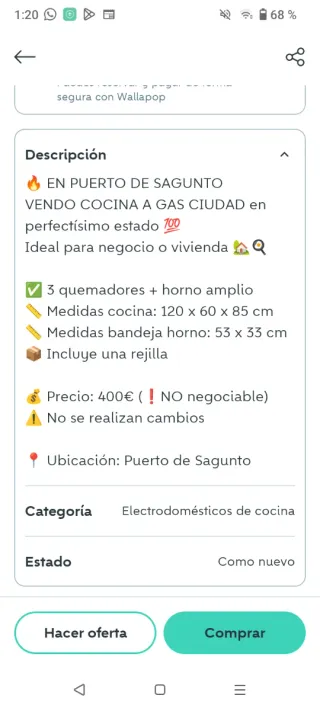 Cocina a gas ciudad 6 fuegos