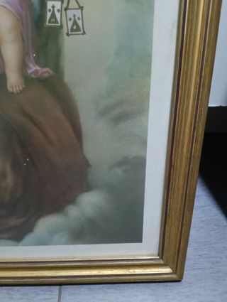 Cuadro Virgen con Niño y Ángeles Vintage