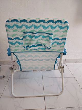 AKTIVE Silla de Playa Plegable con Respaldo bajo, Bolsillo Trasero y asa de Transporte, Estructura Acero, Tejido poliéster, Esta