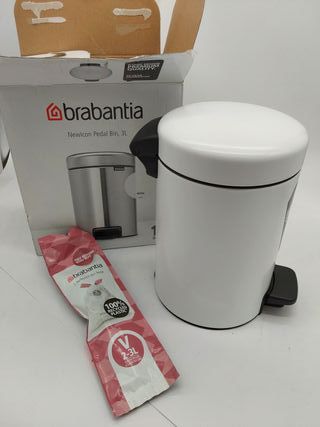Brabantia Cubo de basura con pedal, Blanco, 3 l