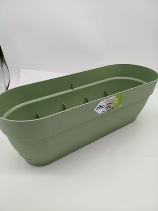 Elho Vibia Campana Trough Allin1 50 - Jardinera por Balcón - Ø 50.4 x H 17.7 cm - Verde/Pistache Green