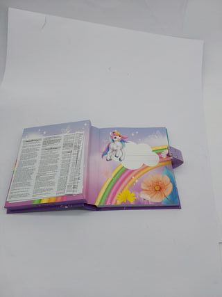 Depesche 13440 Ylvi-Agenda con código numérico, Sonido y luz, Libro en Azul y Morado, con Motivo de Unicornio y 192 páginas raya