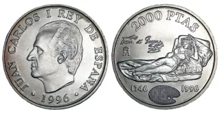 Moneda 2000 Ptas Plata 1996 Juan Carlos I
