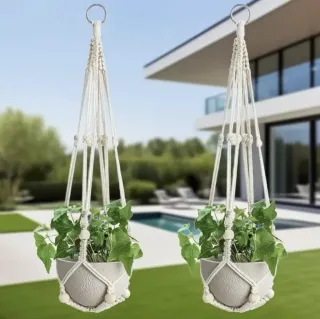 2 Cuelga Macetas Macramé Algodón