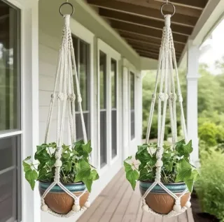 2 Cuelga Macetas Macramé Algodón