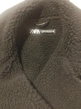 Chaqueta Zara Piel Sintética Borrego Negra