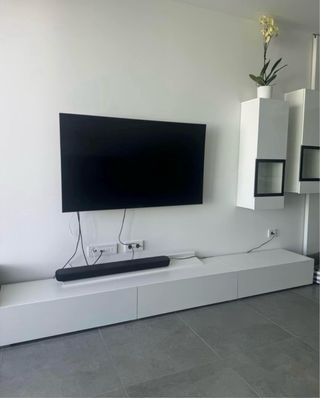 Mueble TV modular blanco y gris