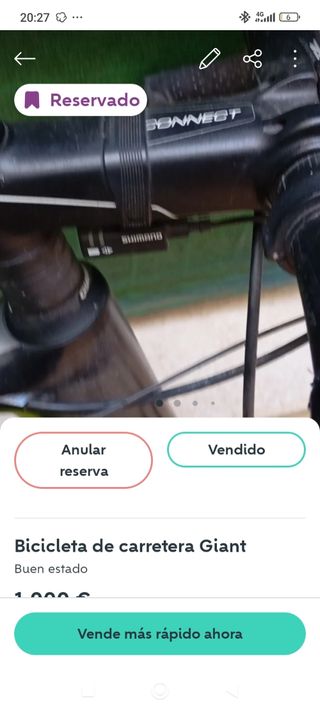 Bicicleta de carretera Giant Negra/Amarilla