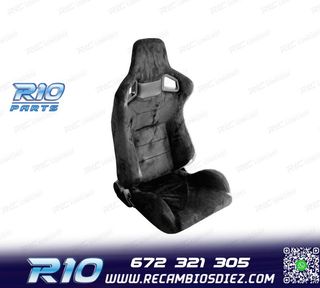 ASIENTO DEPORTIVO SEMI BAQUET ESTILO RS ALCÁNTARA NEGRA