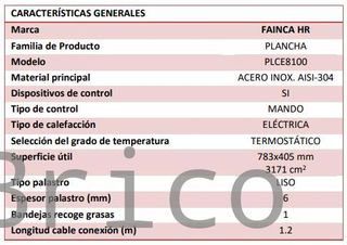 Plancha Eléctrica Acero Laminado Serie 100 - PLCE8100