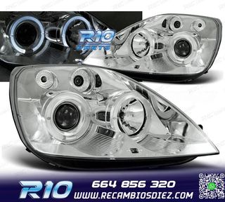 FAROS PARA FORD FIESTA MK6 02-05 OJOS ANGEL CROMADOS