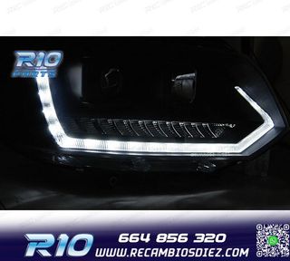 FAROS PARA VOLKSWAGEN VW T5 GP 09-14 DRL NEGROS CON INTERMIT