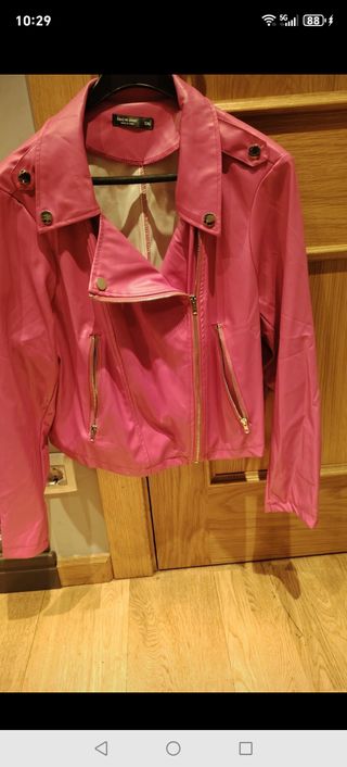 Cazadora SHEIN CURVE rosa 1XL imitación piel